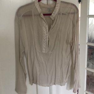 Spanish label cream semi sheer Blouse